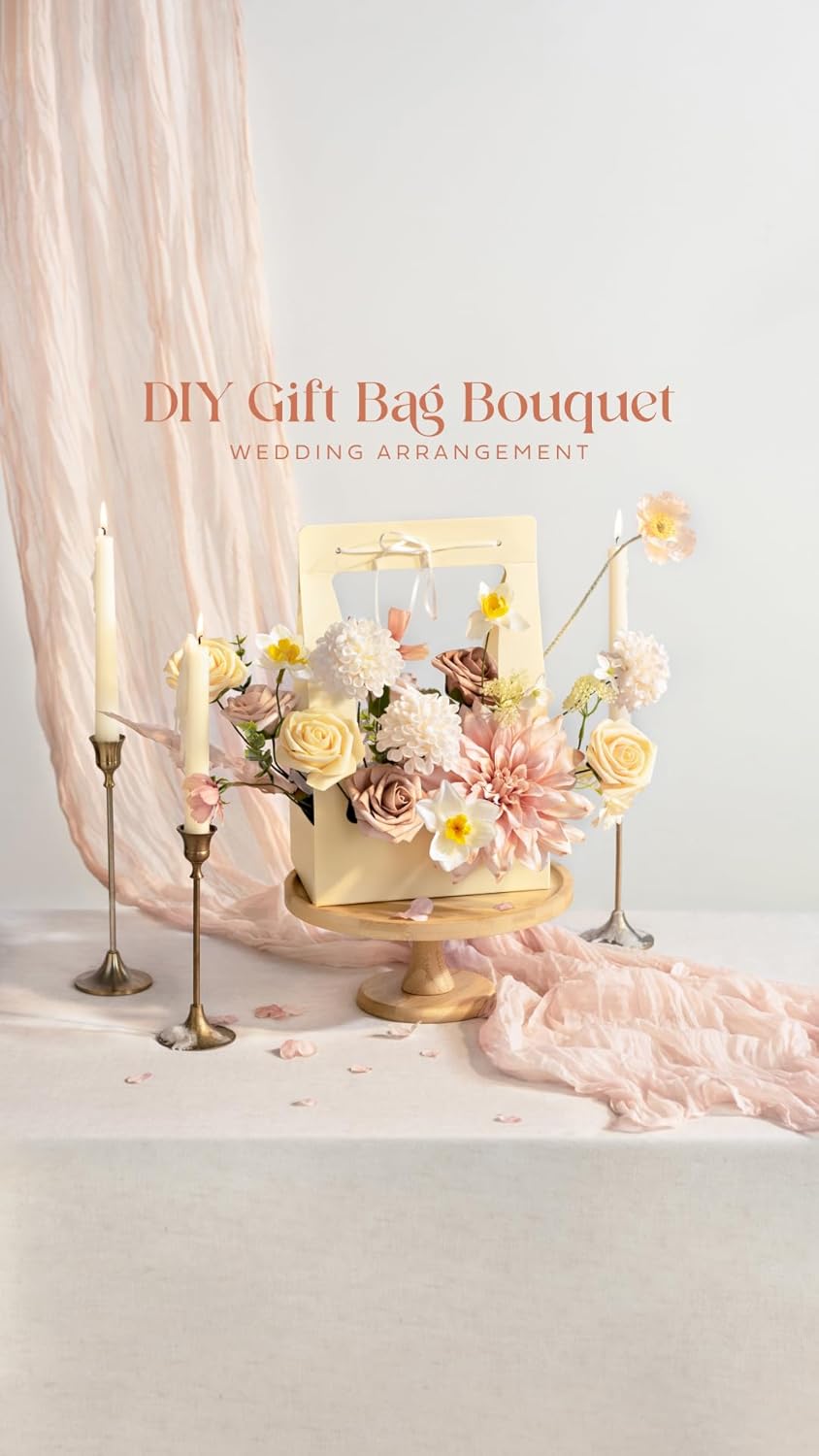 Ling's moment Cream Dahlia Foam Artificial Flowers Real Touch Faux Fake Flower for Home Decor Graduation Baby Shower Decorations Outdoors Party Favors Wedding Gifts Centerpieces Arrangements 25pcs