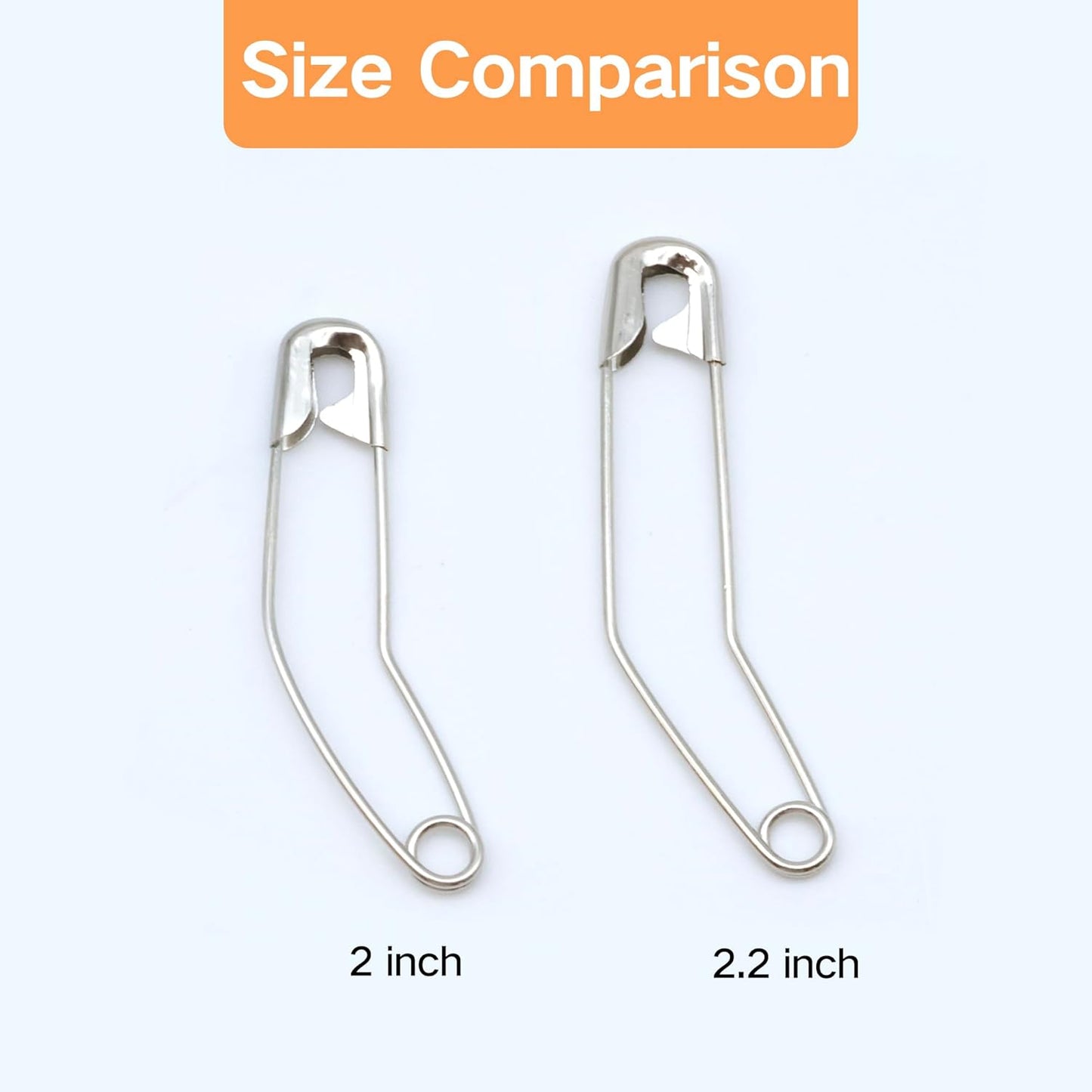vrupin 100pcs Stainless Steel Curved Safety Pins for Quilting, Safety Pins Bulk Metal Silver Sewing Pins Clothing Clips Tool Decorative Safety pins (2inch)
