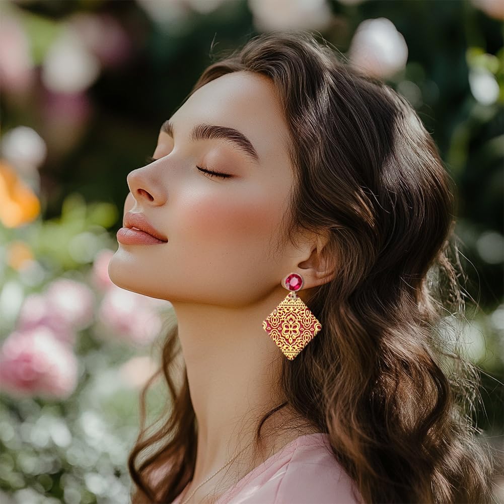 CHGCRAFT 16 Sheets 16 Styles Retro Lace Polymer Clay Texture Mat Mandala Tree Modeling Pattern Pad Bohemian Texture Sheets for Polymer Clay Making Earrings Jewerly Tools, 4×2.6 inch