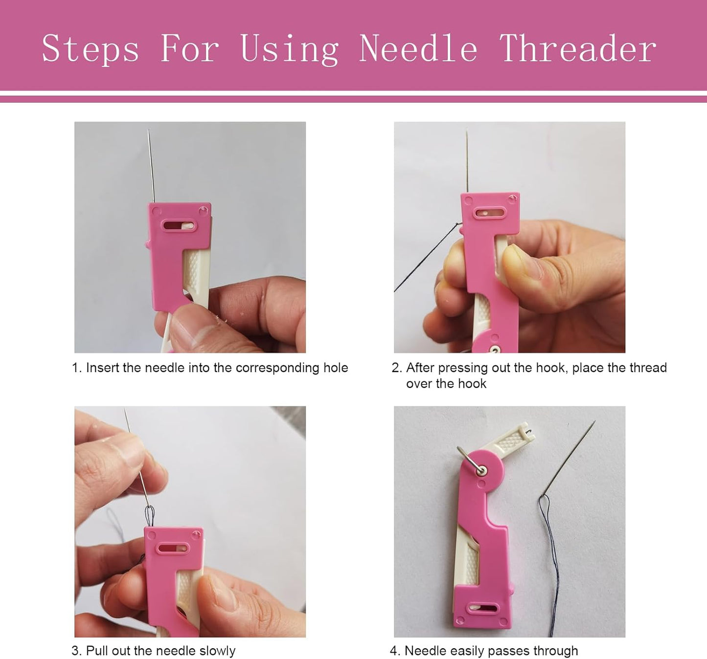 Automatic Needle Threader, Girlsvorlsvi 3PCS Hand Sewing Tools for Embroidery, Cross Stitch, Quilting (Random Colors) - DIY Craft Accessories