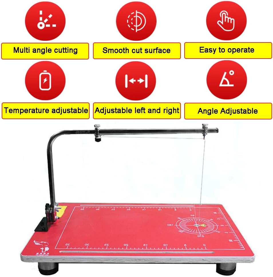 Hot Wire Foam Cutter Tabletop Hot Wire Cutter 22.8x15in Foam Sponge Cutting Machine for Styrofoam Sponge EPE Ribbon KT Board Adjustable Angle and Temperature 110V 36W