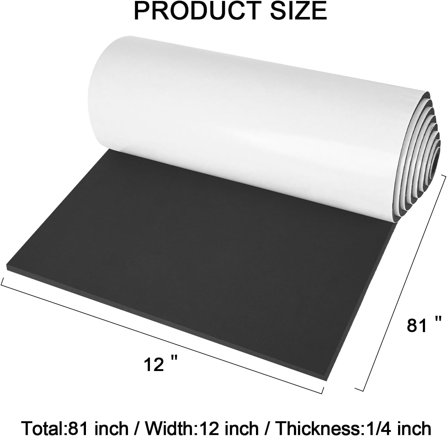 Neoprene Sponge Rubber Foam Sheets with Adhesive Backing, 12" x 81" x 1/4" Black Foam Roll Insulation Board Soundproof Neoprene Mat, Great for Cosplay Padding, DIY, Gaskets, Costume, Crafts