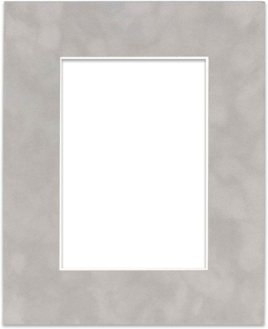 8x10 Mat Bevel Cut for 5.5x8.5 Photos - Acid Free Light Grey Suede Precut Matboard - For Pictures, Photos, Framing - 4-ply Thickness