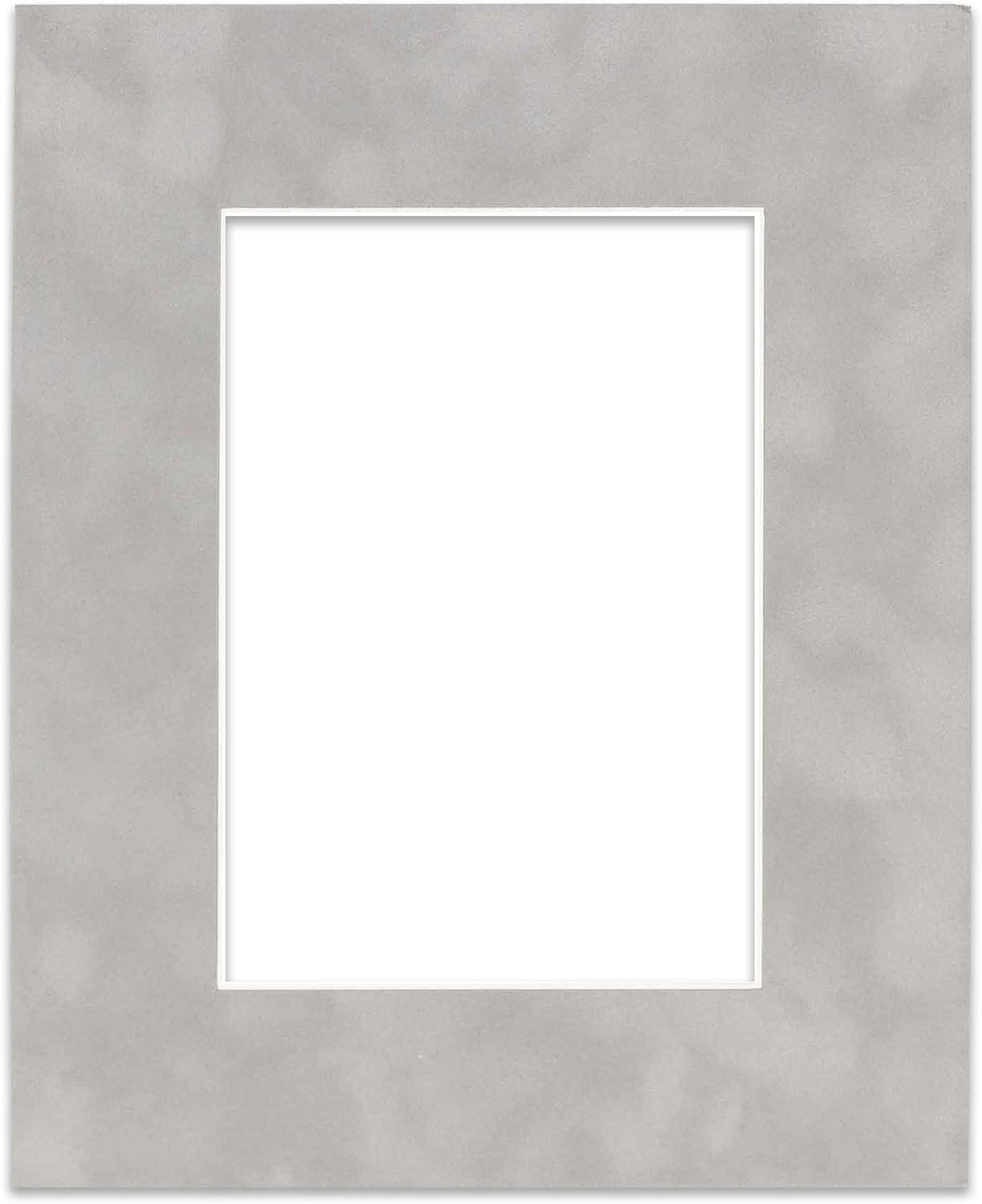 Pack of Ten Acid Free 8x10 Mats Bevel Cut for 6x8 Photos - Light Grey Suede Precut Matboards With Backing Boards and Self Seal Photo Mat Bags For Pictures, Photos, Framing - 4-ply Thickness