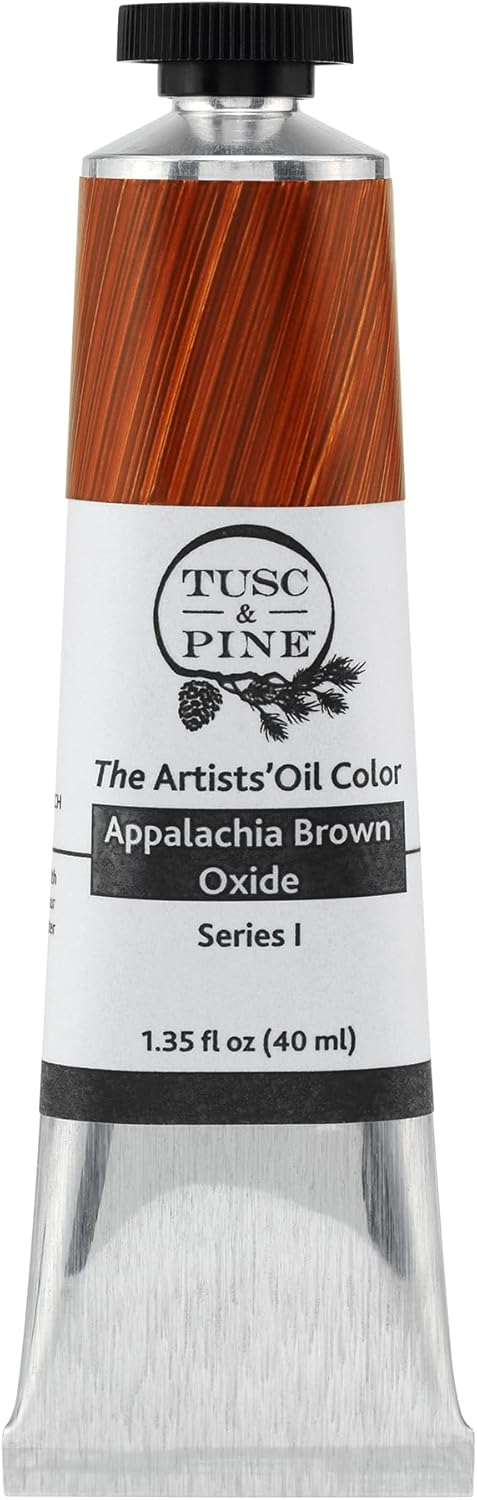 Tusc & Pine Artist Oil Paint - Appalachia Brown Oxide, 40 ml, Non-Yellowing, Rich & Creamy Consistency, Maximum Pigment Load, Small Batch Milled Oil Paints Made in the USA for Professional Artists