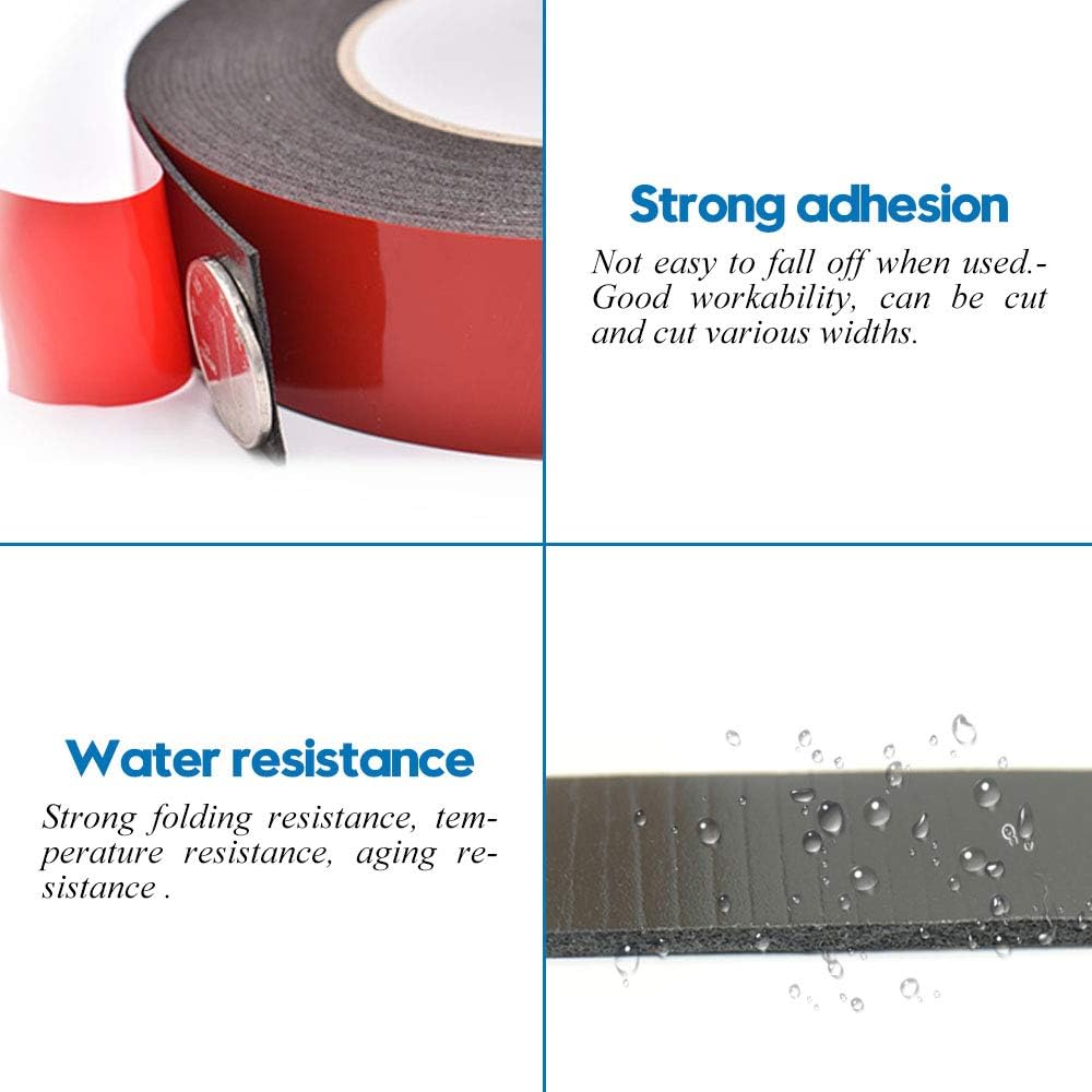 ToLanbbt Double Sided Foam Tape 2.36In x 33FT, Mounting Tape Heavy Duty, Strong Adhesive Weatherproof Seal Strips for DIY Craft Picture Poster, Car & Gap Filling Mountings, Home Office Decor (Black)