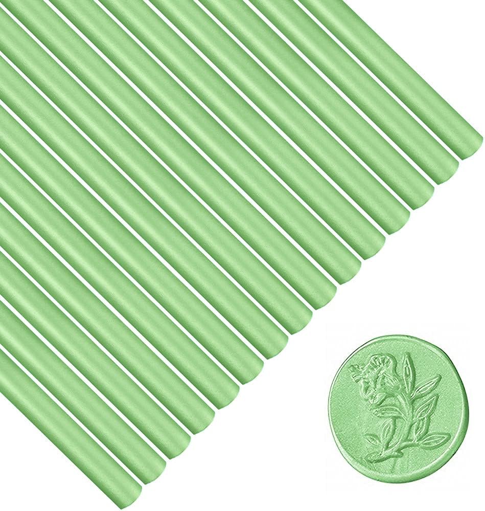 15-Piece Glue Gun Sealing Wax Sticks - Green Wax Seals for Wedding Invitations, Cards & Envelopes