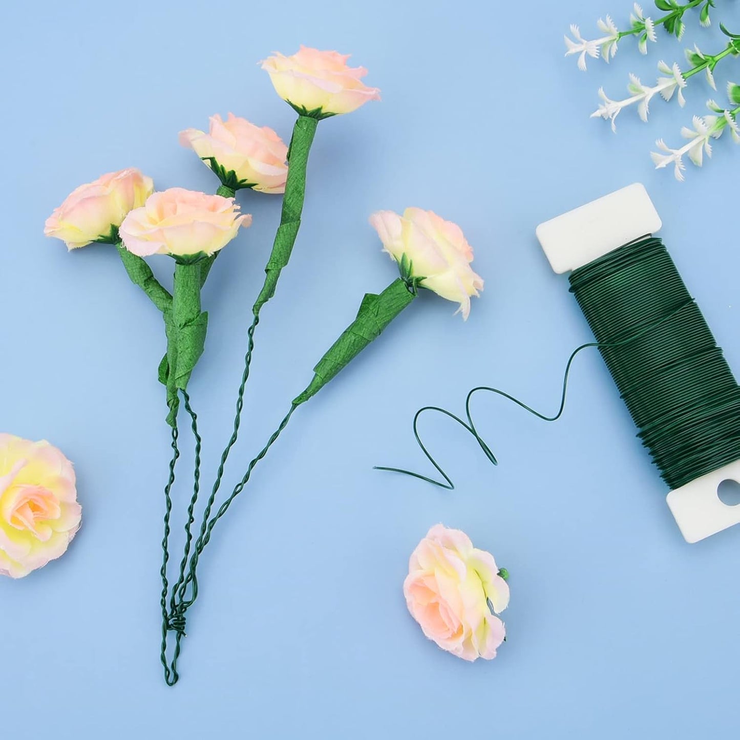 Hapeper 22 Gauge Floral Flexible Paddle Wire for Christmas Wreath Tree, Flower Arrangements, 3 Pack 114 Yards (Green)