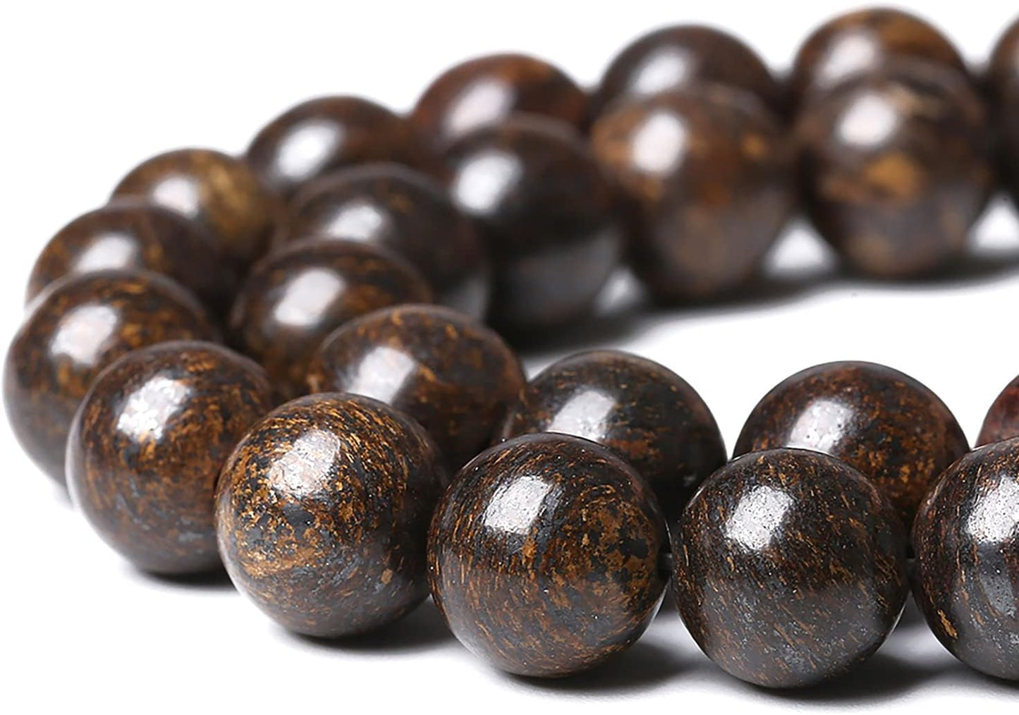 38pcs 10mm Natural Stone Beads Brown Bronzite Gemstone Round Loose Beads for Jewelry Making DIY Bracelet Necklace