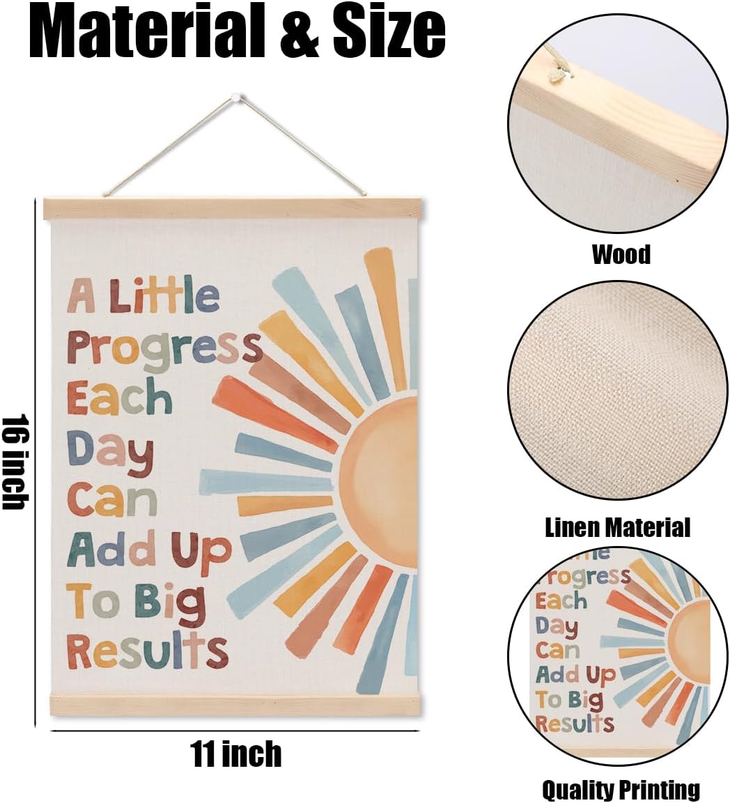 Inspirational Boho Sun Poster Hanger, Classroom Decor Growth Mindset Wall Decor, Sunshine Posters, Educational Posters Wall Art Wall Hanging Banner Bedroom Nursery Home Baby Room Decor
