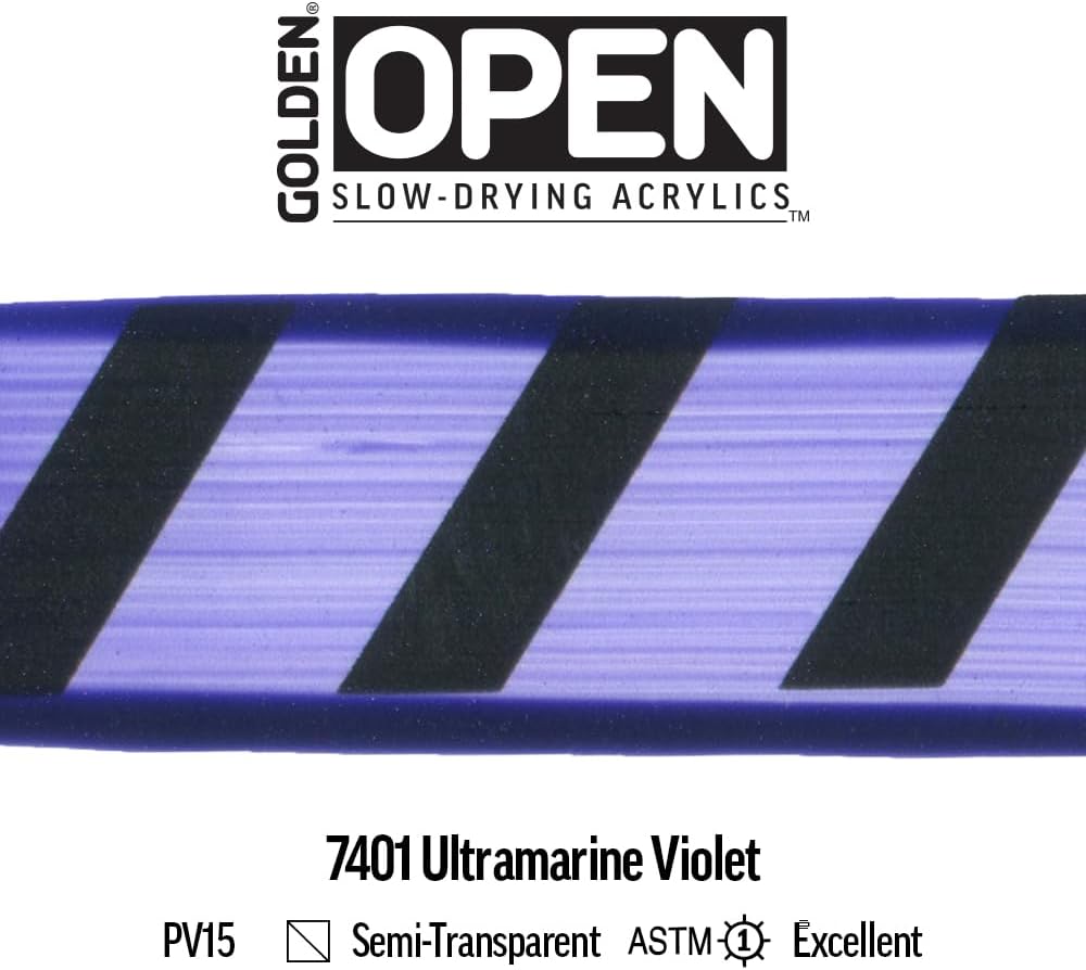 OPEN Slow-Drying Acrylics by GOLDEN, Ultramarine Violet, 2 fl oz. tube, Professional Acrylic Paint, Semi-Transparent