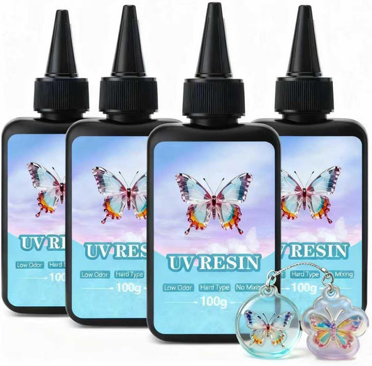 EKACO UV Resin, 400g UV Epoxy Resin Type Fast Curing Premixed Low Odor Super Clear Hard UV Epoxy for DIY Craft Decorations, Beginners Jewelry Making and Resin Art