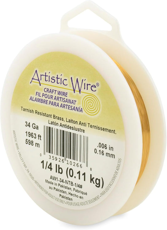 Artistic Wire, 34 Gauge Tarnish Resistant Brass Craft Wire, 1,150 ft
