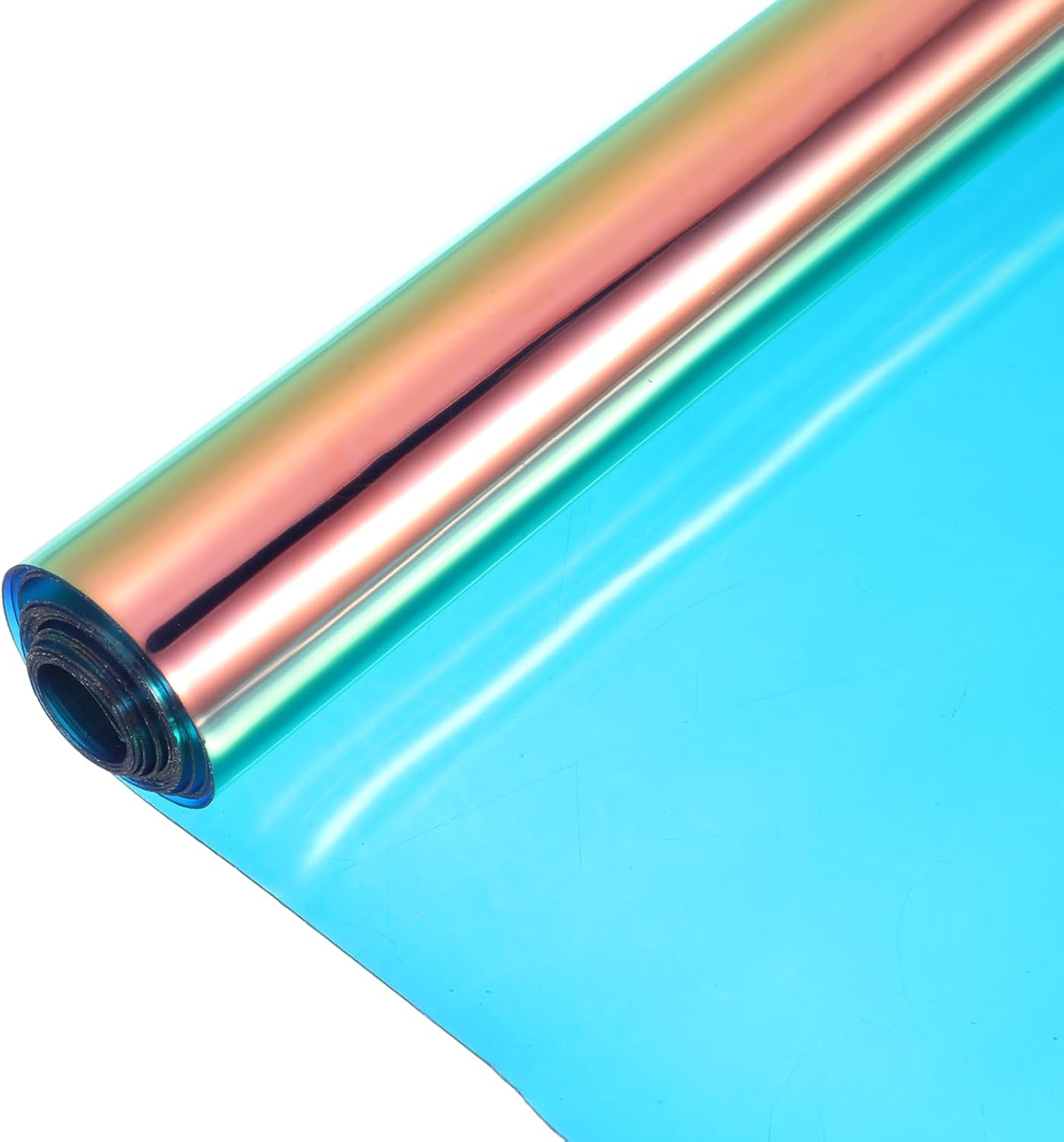MECCANIXITY Holographic Clear PVC Vinyl Film Holographic PVC Fabric Waterproof Dichroic Film 12 x 48 Inch for Handbags Bows Earrings DIY Craft,Laser Blue Green