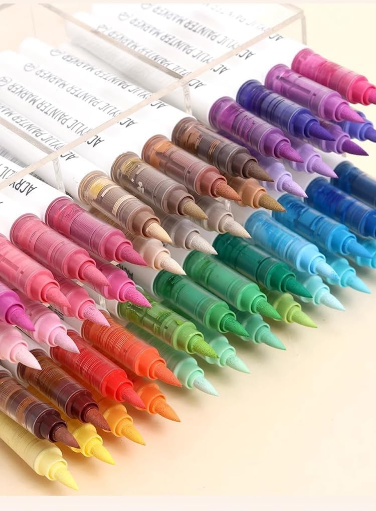 Acrylic Paint Marker 126 Colors Single Tip Soft Brush Pens Ideal for Coloring Books, Canvas, Wood, Stone, Egg and DIY Crafts