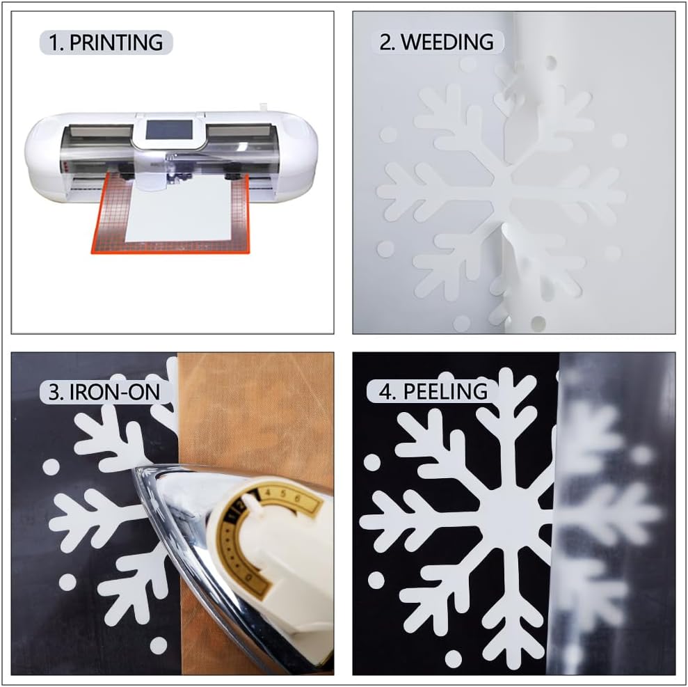 guangyintong Reflective White Heat Transfer Vinyl HTV Rolls, 12" x 8ft Reflective Iron on Vinyl for T-Shirts, White HTV Vinyl for All Cutter Machine Easy to Cut & Weed for HTV DIY Design