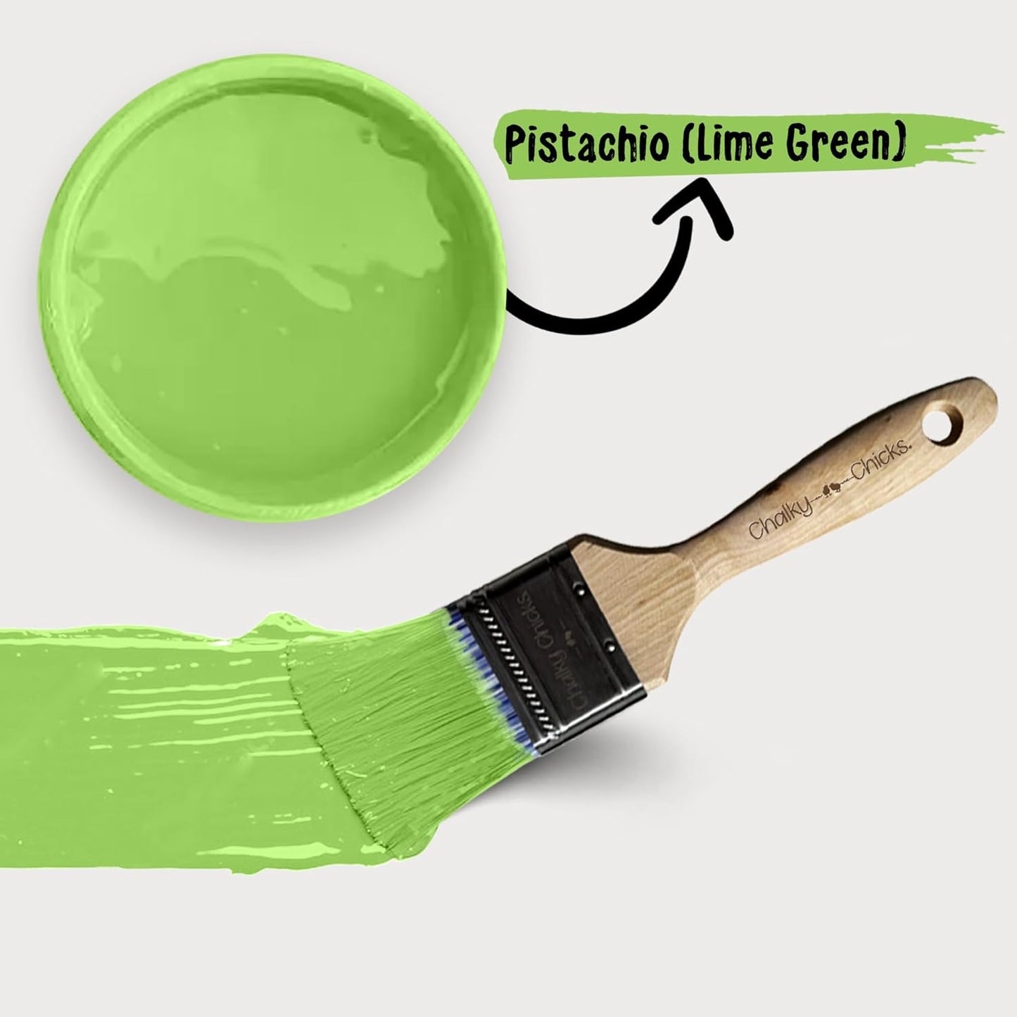 Chalky Chicks All-in-One Chalk Paint for Furniture or Cabinet - 8 Fl Oz - Matte Finish Pistachio (Lime Green) for Metal, Wood Furniture Paint - No Sanding All-in-One for Home Decor & Crafts, USA Made