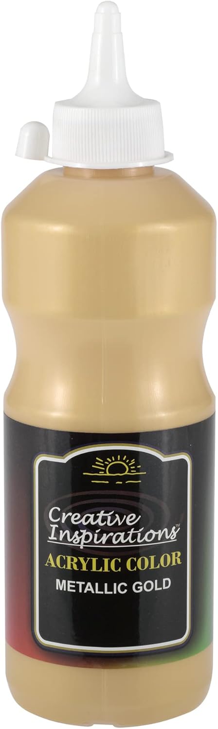 Creative Inspirations Acrylic Paint - Metallic Gold - 500 mL Bottle - Smooth & Creamy Consistency, Vibrant Pigmentation, Great Coverage for Artists - Clean Up with Soap & Water