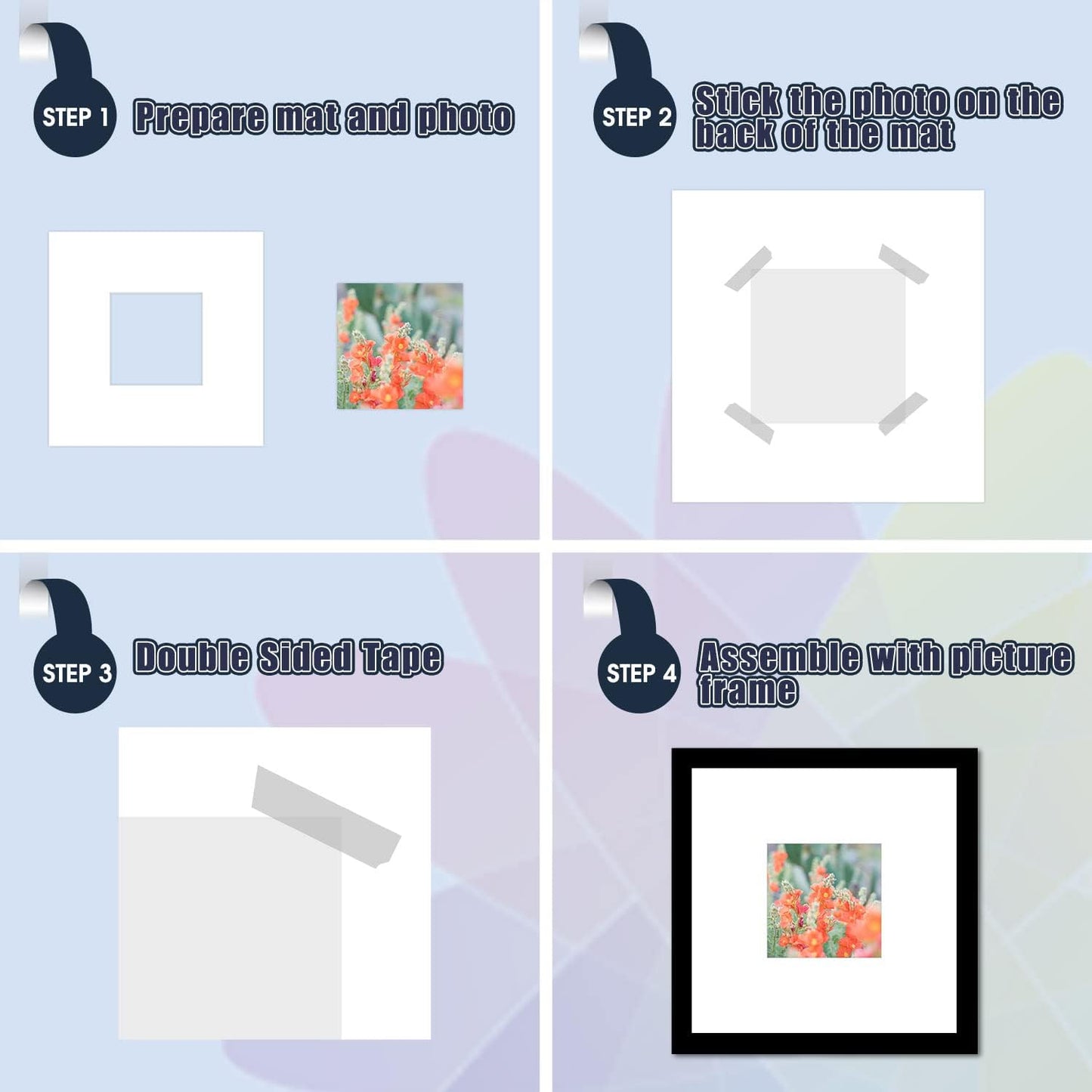 Mat Board Center, Pack of 10, 8x8 for 4x4 White Photo Picture Mats - Acid Free, 4-ply Thickness, White Core - for Pictures, Photos, Framing