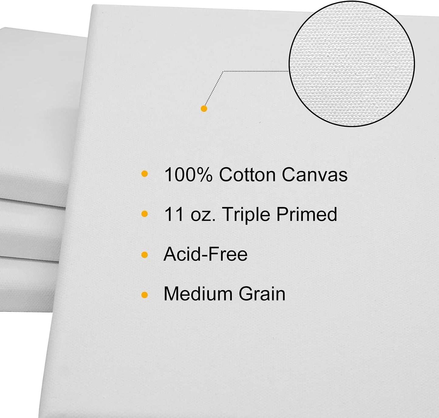 PHOENIX Professional Stretched Canvas for Painting - 11x14 Inch/6 Pack 3/4 Inch Profile, 100% Cotton 11 Oz. Heavy Duty Gesso Triple Primed White Blank Artist Canvases for Oil & Acrylic Paints