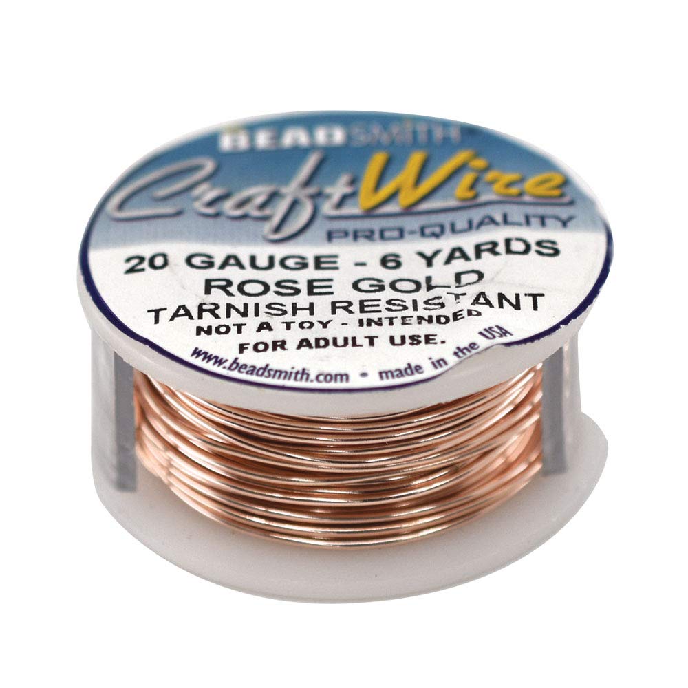 The Beadsmith Wire Elements Craft Wire – Tarnish Resistant, Soft Temper, Round, Rose Gold Color – 0.81mm, 20 Gauge, 6 Yard Spool – Jewelry Making, Wire Wrapping, Floral, & Other DIY Crafts