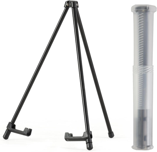 14" High Tabletop Instant Display Easel - Black Steel Small Tripod Easel Stand with Adjustable Holders for Pictures, Paintings, Posters and Store Signs(1 Pack)