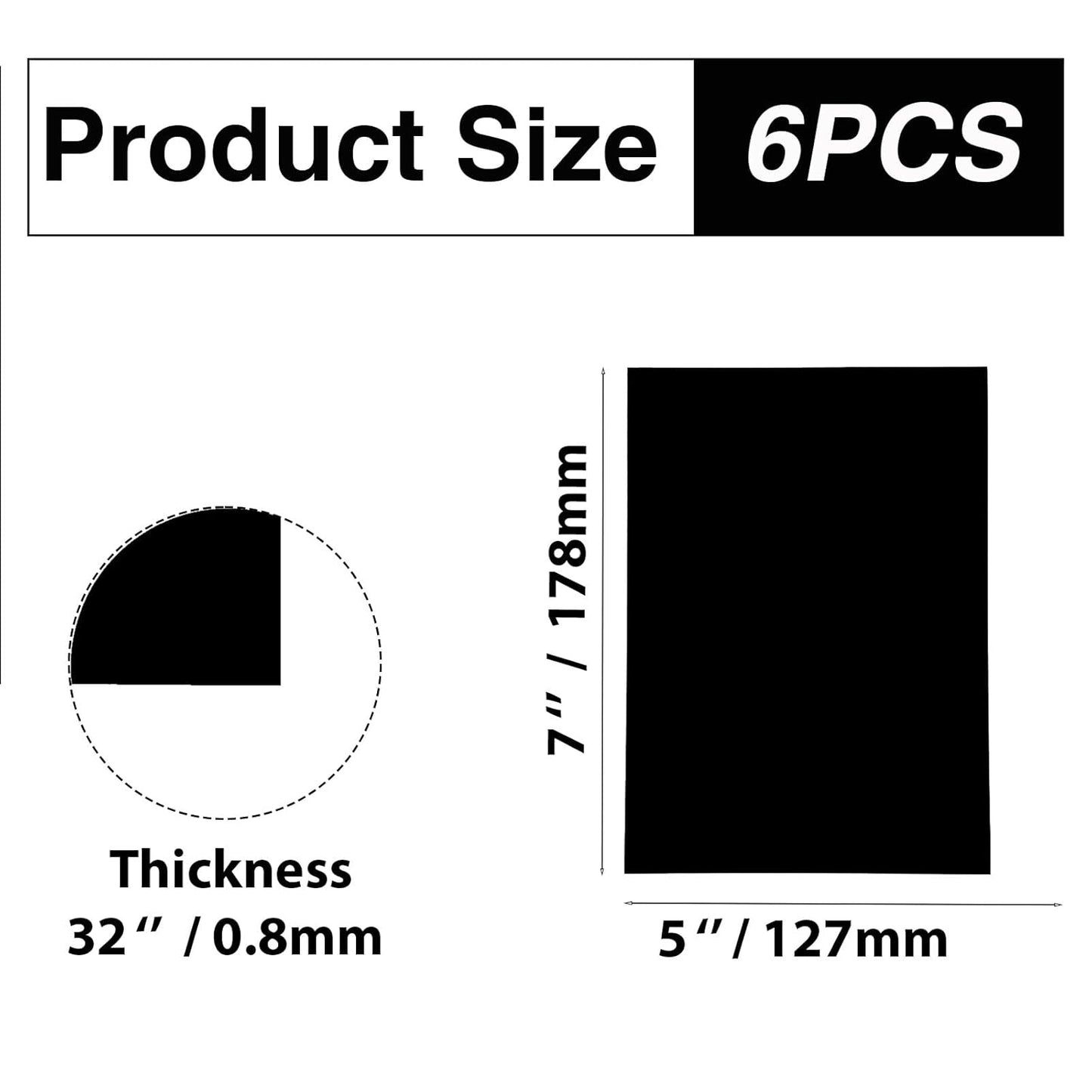 6Pcs Black Anodized Aluminum Sheet 5" x 7" x 1/32" (0.8mm) Corrosion-Resistant Metal Plates for Laser Engraving, DIY Crafting, Sign Making, Home Decor