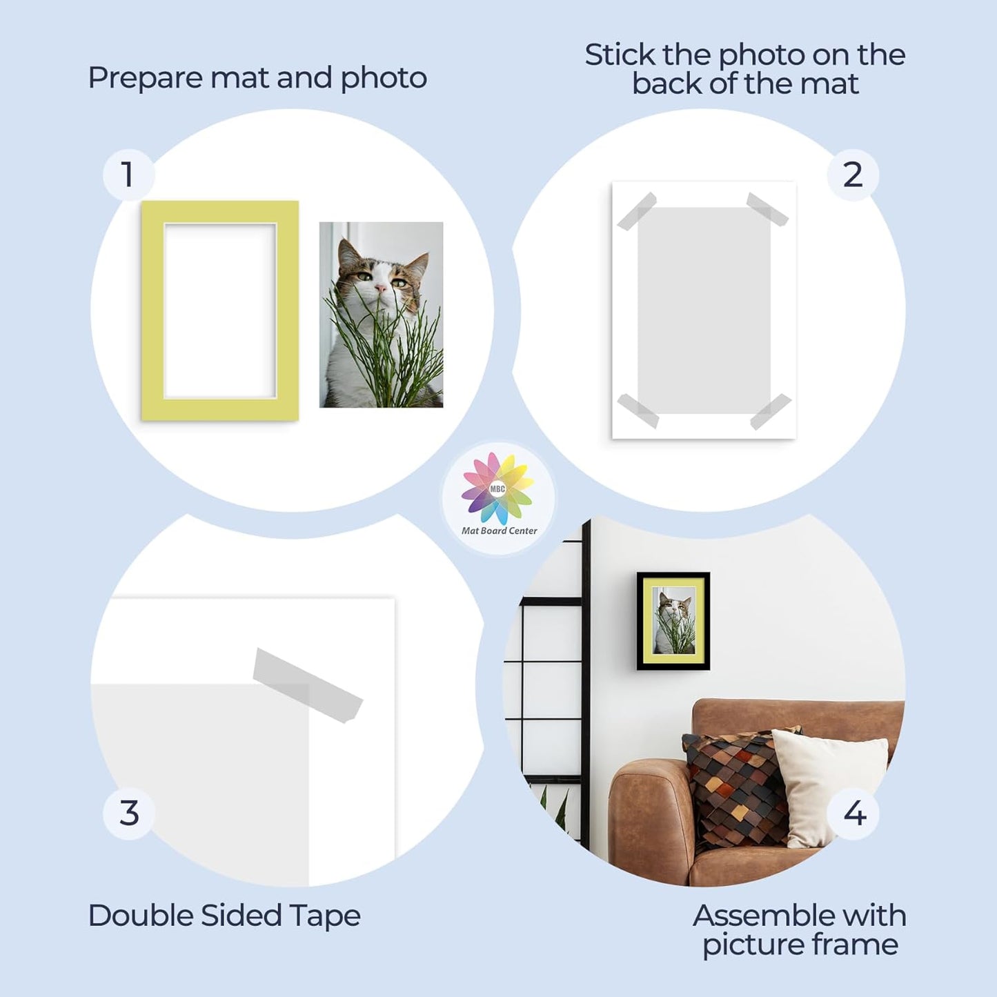 Mat Board Center, Pack of 50, 5x7 for 4x6 Mixed Color Mats - Acid Free, 4-ply Thickness, White Core - for Pictures, Photos, Framing