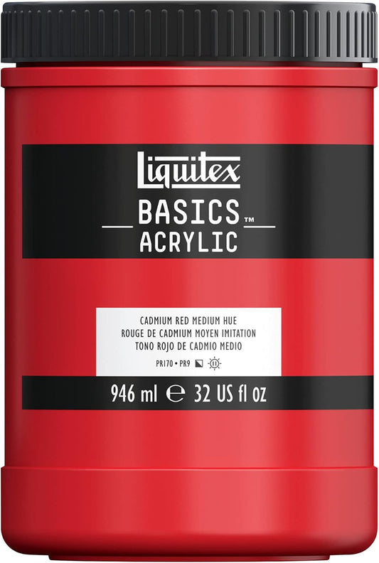 Liquitex BASICS Acrylic Paint, 946ml (32-oz) Jar, Cadmium Red Medium Hue