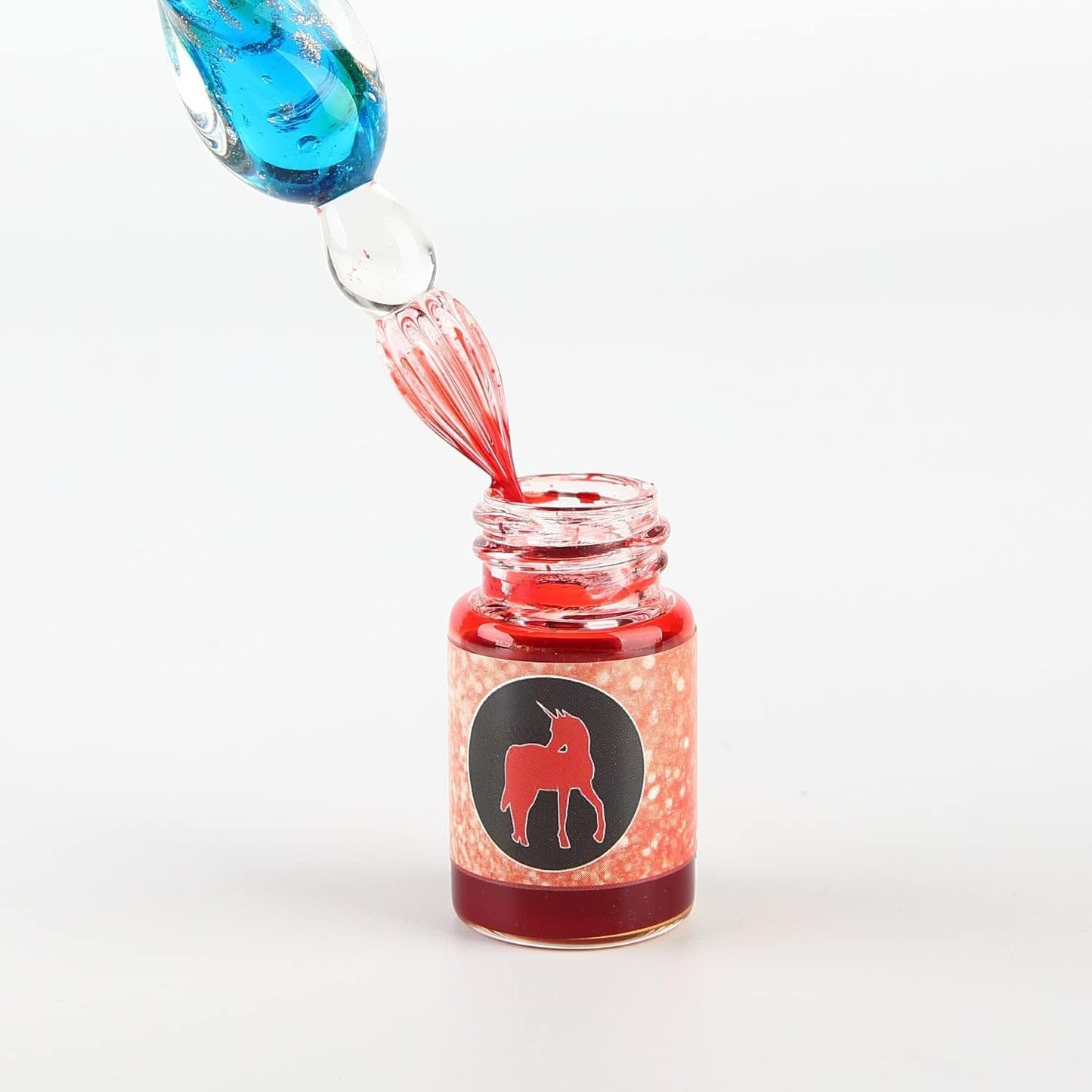 mancola Glass Dipped Pen Ink Set Handmade Crystal Calligraphy Pen with 12 Colorful india ink for Art, Signatures, Drawing, Decoration, Calligraphy Kits for Beginners Ma-13