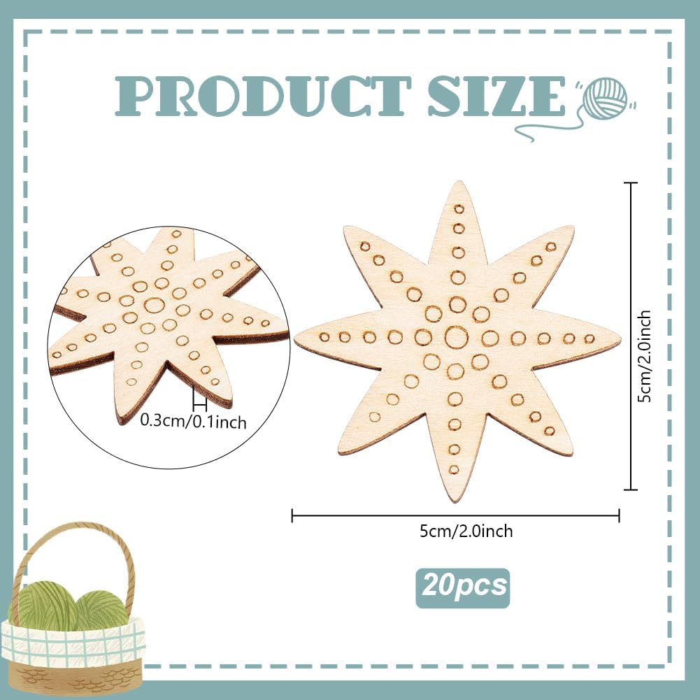 PH PandaHall 20pcs Embroidery Thread Organizer 2 inch Sewing Thread Winder Wood Bobbins Card Thread Storage Floss Keeper Starfish Shape Thread Holder for Sewing Projects Crochet Needlework Tool