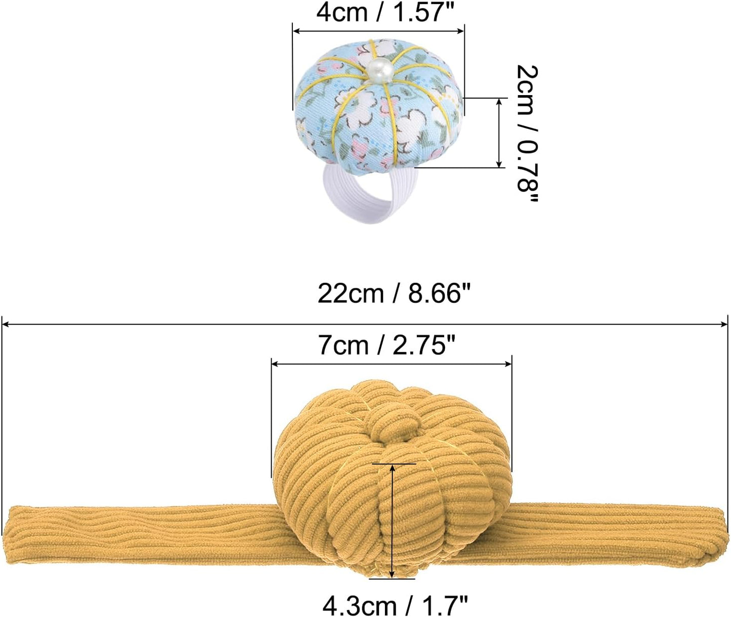 PATIKIL Wrist Pumpkin Pin Cushion, Snap Pin Cushion with Elastic Strap Ring Portable Embroidery Needle Pin Storage for Hand Craft Knitting, Yellow