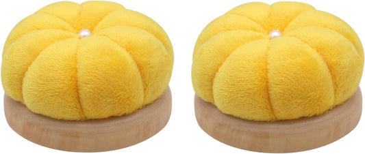 Uxney Pin Cushion,Wooden Sewing Pin Cushion Pincushion Needle Cushion for Sewing Quilting Needlework DIY Crafts(Yellow,2 PCS)