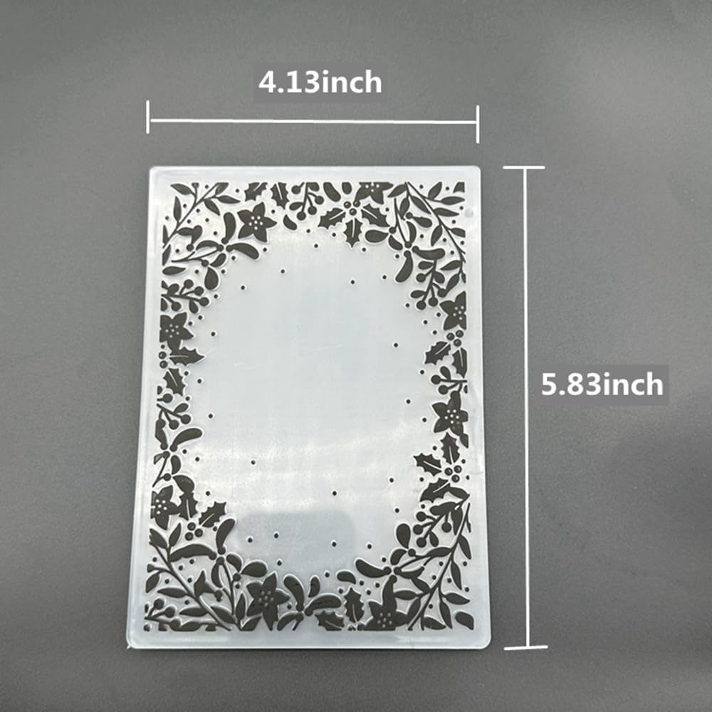 3D Plastic Embossing Folder Template Christmas Leaf Border Texture A6 Size for Card Making DIY Scrapbooking Paper Crafting Handmade Crafts Scrapbooking Arts Supplies Scrapbook Decor