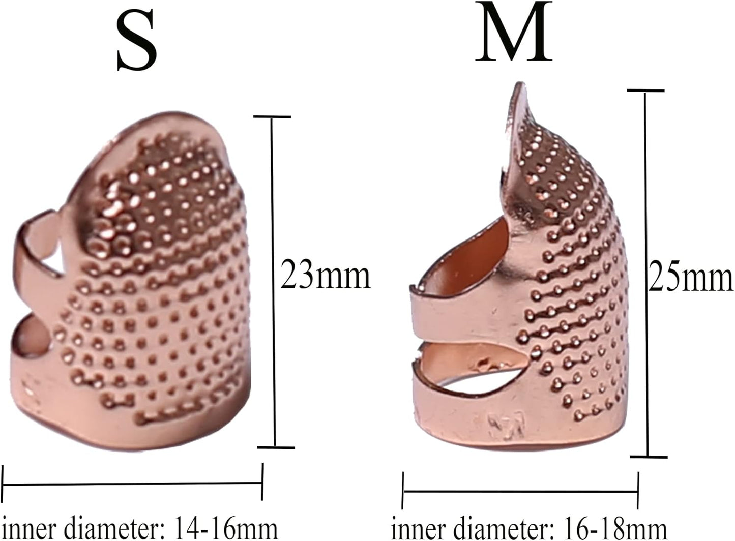 J.CARP 4Pcs Sewing Thimble, Metal Rose Gold Color Sewing Thimble Finger Protector, Adjustable Finger Shield Ring Fingertip Thimble Sewing Quilting Craft, Accessories DIY Sewing Tools (2 Sizes, S/M)
