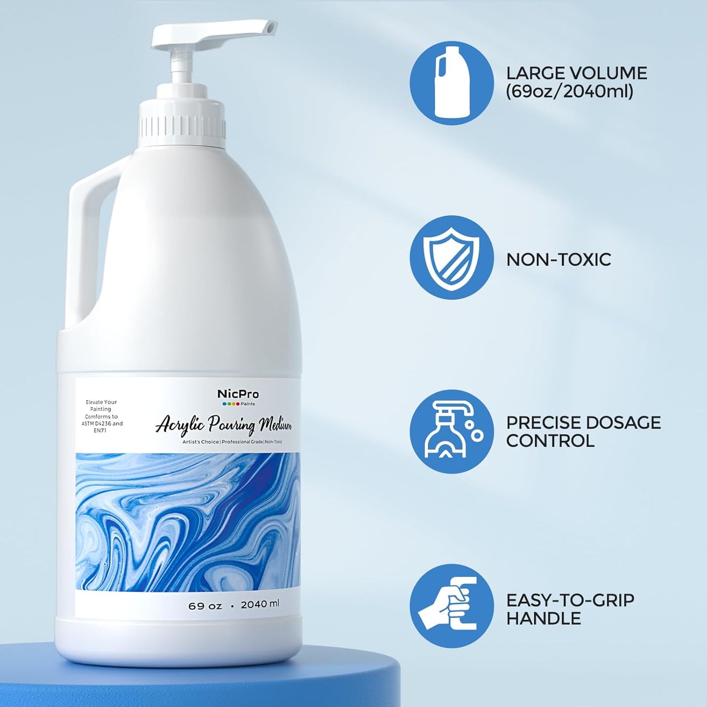 Nicpro Pouring Medium for Acrylic Paint 69oz / 2040ml, Acrylic Paint Thinner, Acrylics Flow Medium Improve Flow Consistency