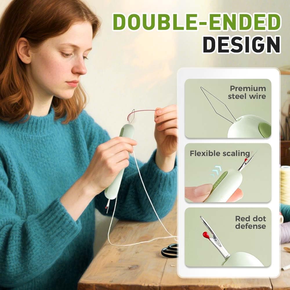 2 in 1 Needle Threader Seam Ripper, Upgraded Sewing Kit Tool for Needle Threading and Seam Removal, Quilting Stitching Supplies for Elderly and Sewing Enthusiasts (Orange)