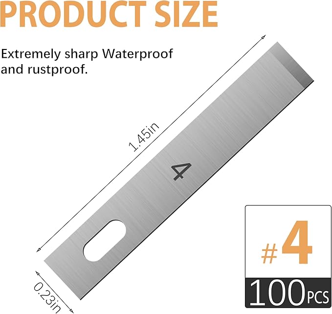 Headley Tools #4 Exacto knife blades, (Pack of 100) Craft Knife Blades with Storage Case for Craft, Hobby, Art, Scrapbooking, Stencil, Paper Cutting