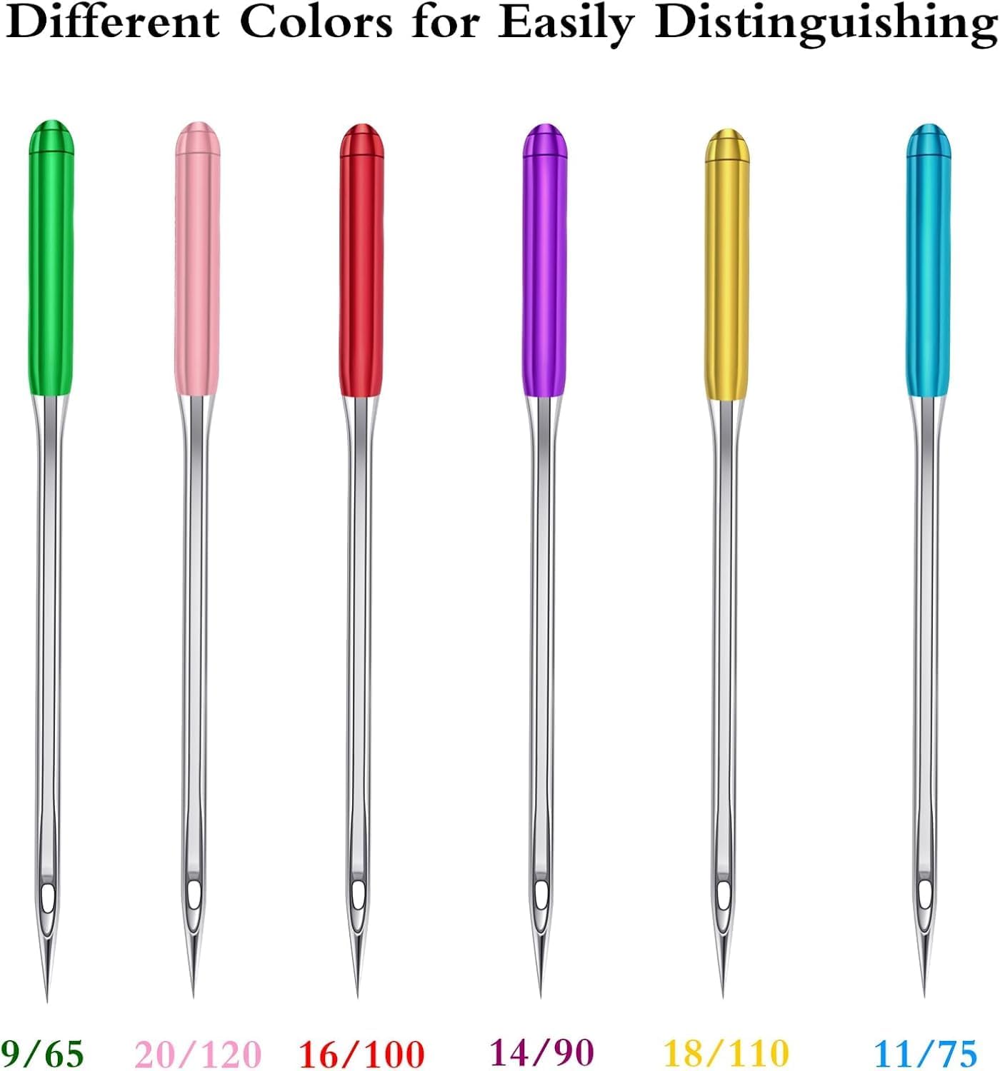 HONEYSEW 30 Pieces Sewing Machine Needles HAX1 130/705H Universal Regular Point Flat Shank Sewing Needle Compatible with Singer, Brother,Janome,Pfaff and Other Brand (Mix Color 6 Sizesx5PCS-30PCS)