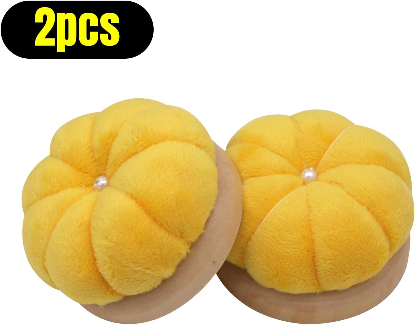 Uxney Pin Cushion,Wooden Sewing Pin Cushion Pincushion Needle Cushion for Sewing Quilting Needlework DIY Crafts(Yellow,2 PCS)