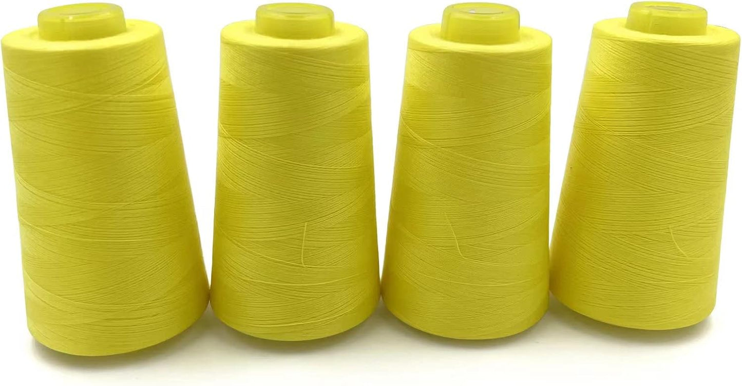 Tortoise 4 Cones of 3000 Yards Each Spool Thread for All Purpose, Quilting, Serger, Overlock Sewing Machines - 100% Polyester, Light Yellow, 40S/2