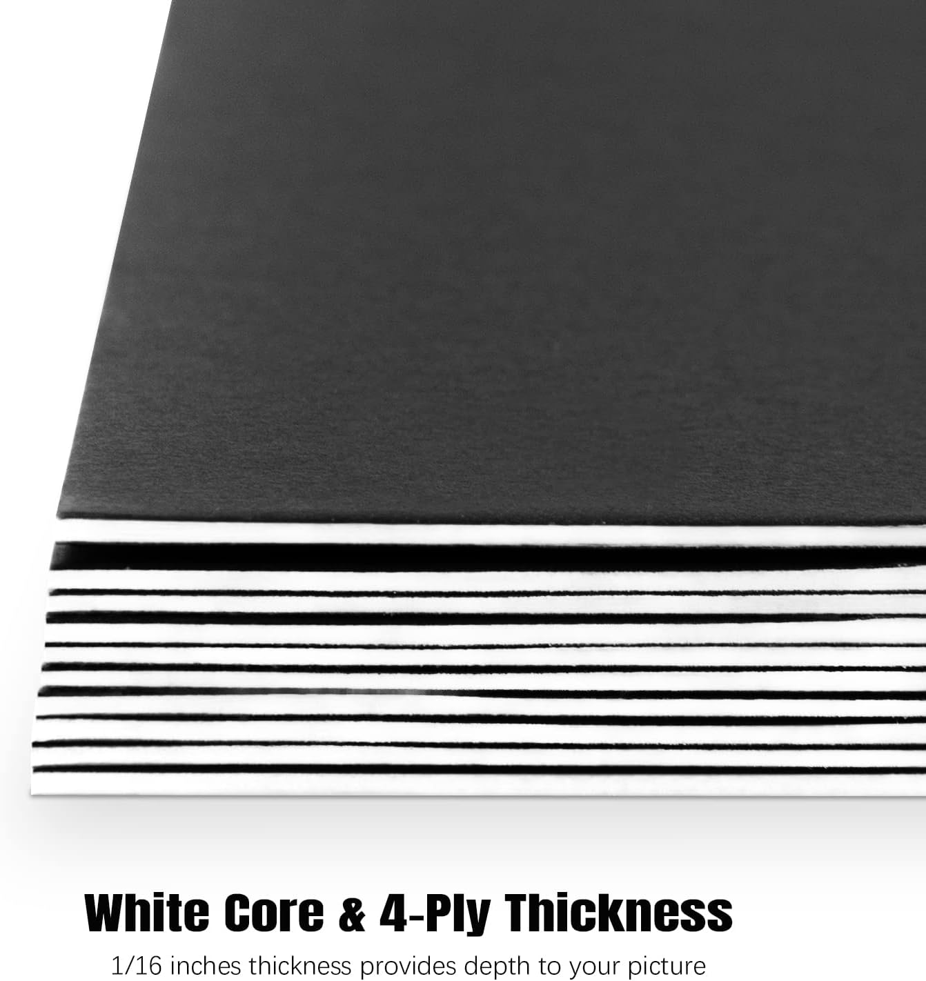 AUEAR, 15 Pack 8x10 Uncut Matte Boards Black Photo Mat Board Great for Picture Framing, Print, Artwork