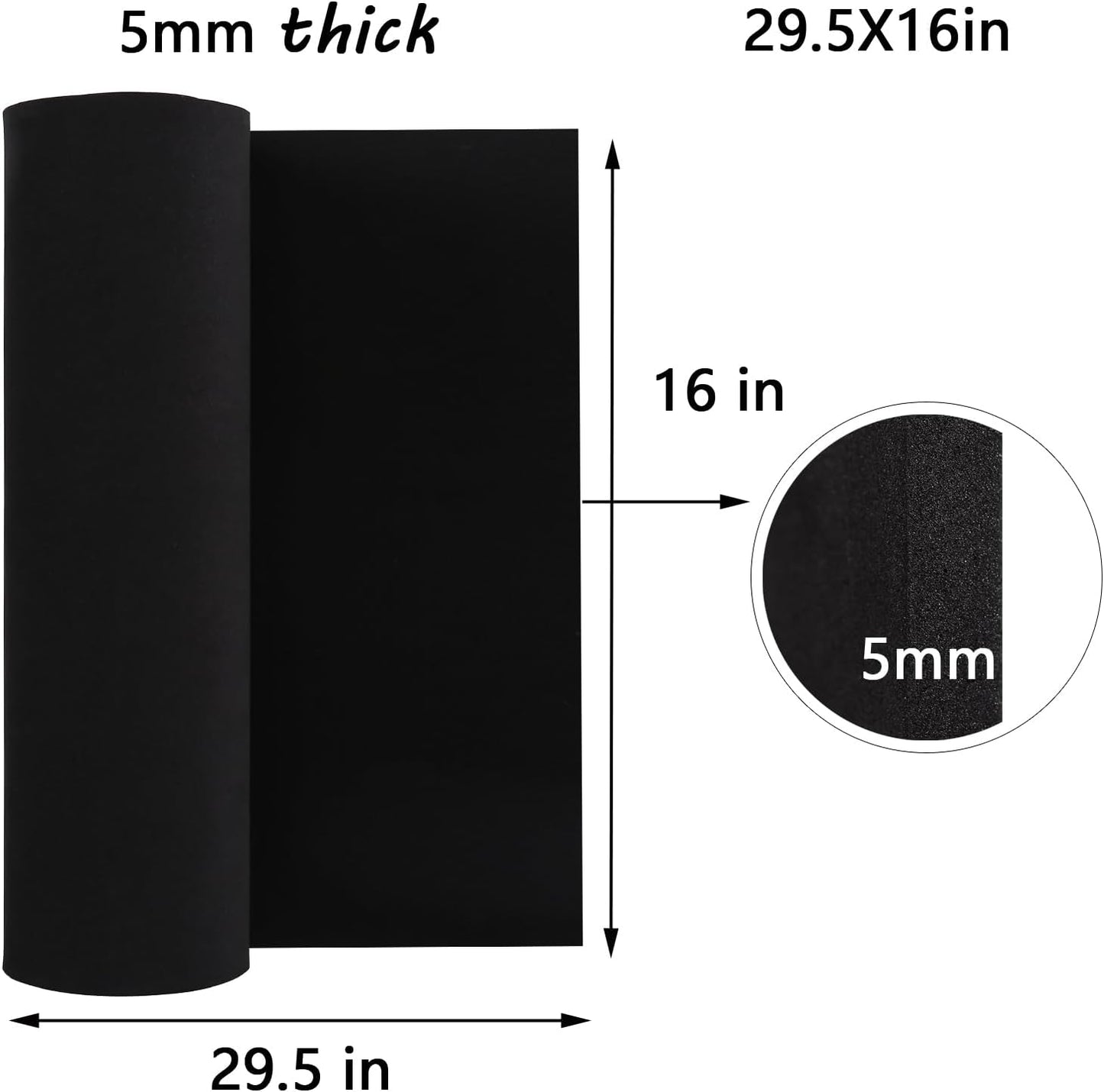 AMZQNART EVA Foam 5mm, Cosplay Foam 16x29.5 inch Black,High Density 90 kg/m³, for Craft Projects Cosplay Costumes, Fake Weapons, Decorations, Christmas, Easter, Thanksgiving, etc.