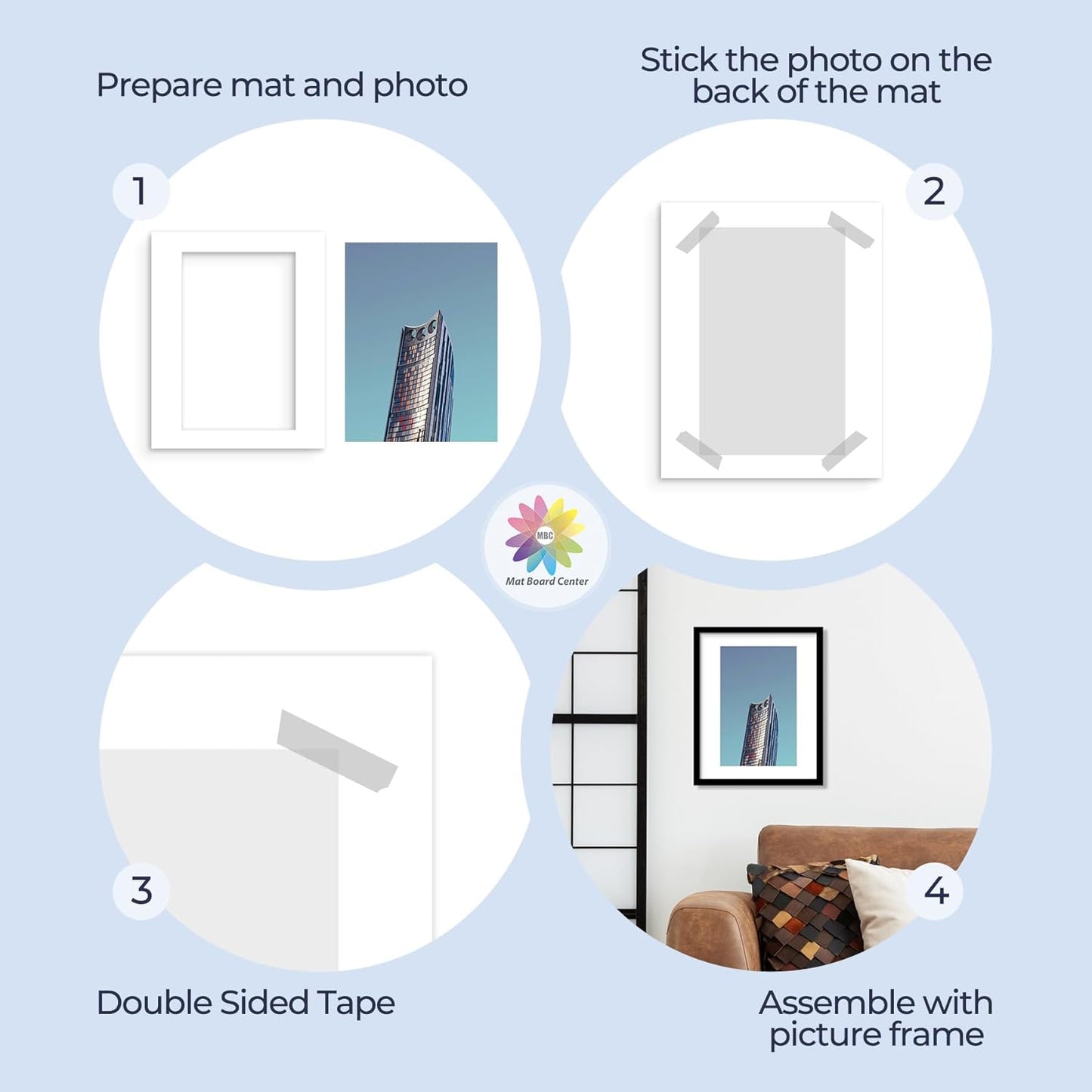 MBC MAT BOARD CENTER, 10 Pack 16x20 for 11x17 White Picture Mats Frame Mattes, Bevel Cut, Acid Free, 4-ply Thickness