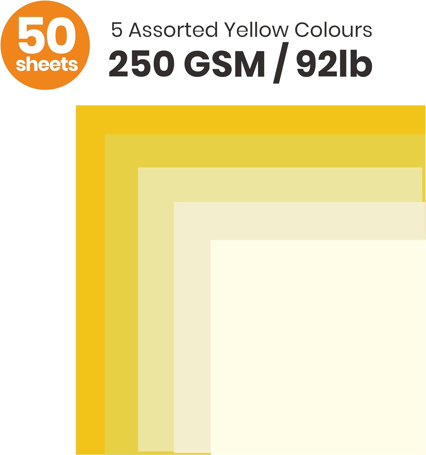 Yellow Colored Cardstock Thick Paper 50 Sheets, 8.5" x 11" Heavyweight 92lb Cover Card Stock for Crafts and DIY Cards Making