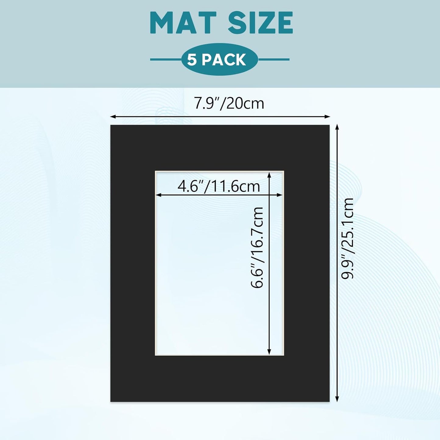 ZBEIVAN 8x10 Black Picture Mats with Core Bevel Cut Frame Mattes for 5x7 Pictures - Pack of 5