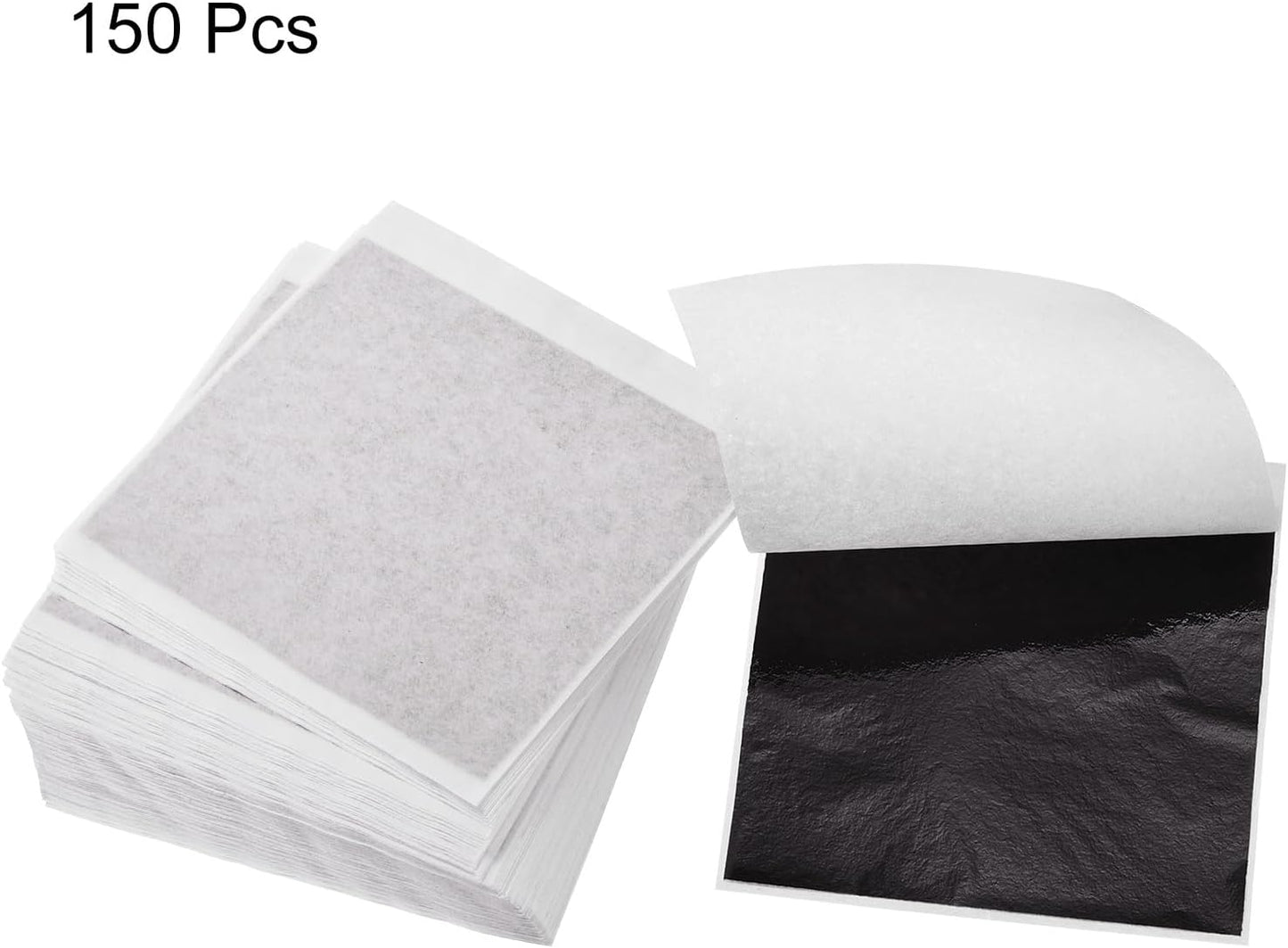 MECCANIXITY Gold Leaf Foil Sheet, Black Leaf Papers, 3.3 Inch x 3.1 Inch for Art Decoration, Sculptures, Painting, Pack of 150 Pcs