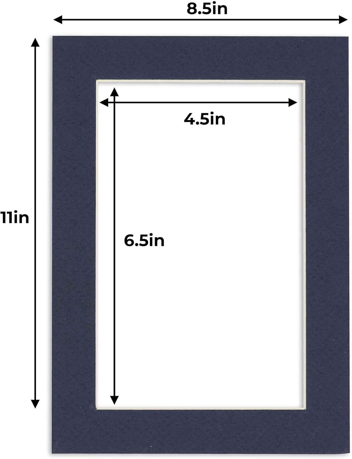 5x7 Mat for 8.5x11 Frame - Precut Mat Board Acid-Free Show Kit with Backing Board, and Clear Bags Navy 5x7 Photo Matte Made to Fit a 8.5x11 Picture Frame Matboard for Framing, Pack of 25 Mats