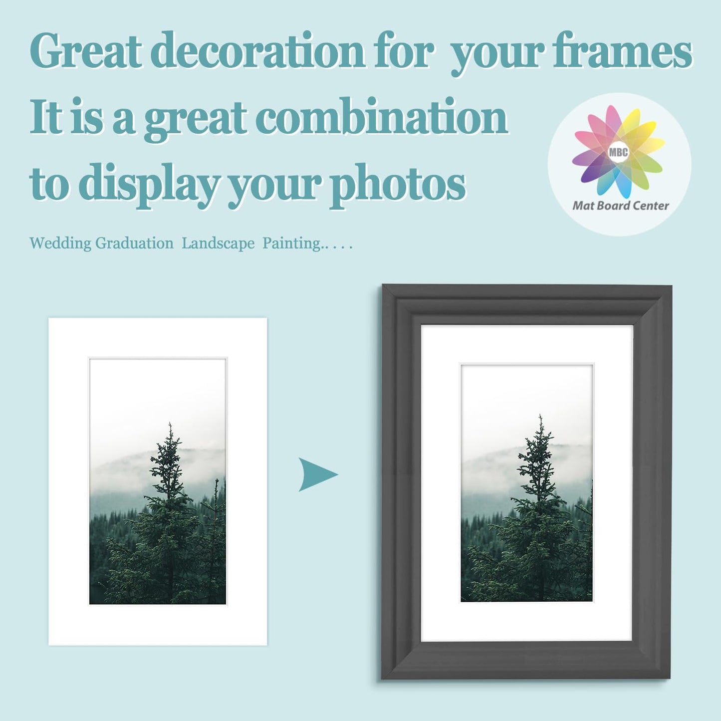 MBC MAT BOARD CENTER, 10 Pack 4x6 for 3x5 White Picture Mats Frame Mattes, Bevel Cut, Acid Free, 4-ply Thickness