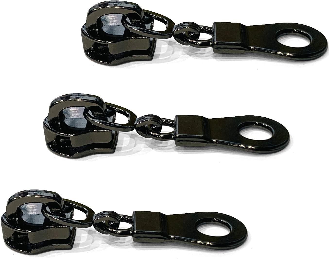 Sawoake 50PCS #5 Black Metal Handle for Nylon Coil Handle Charm for Purse Handbag Craft Sewing Luggage Bag Bulk